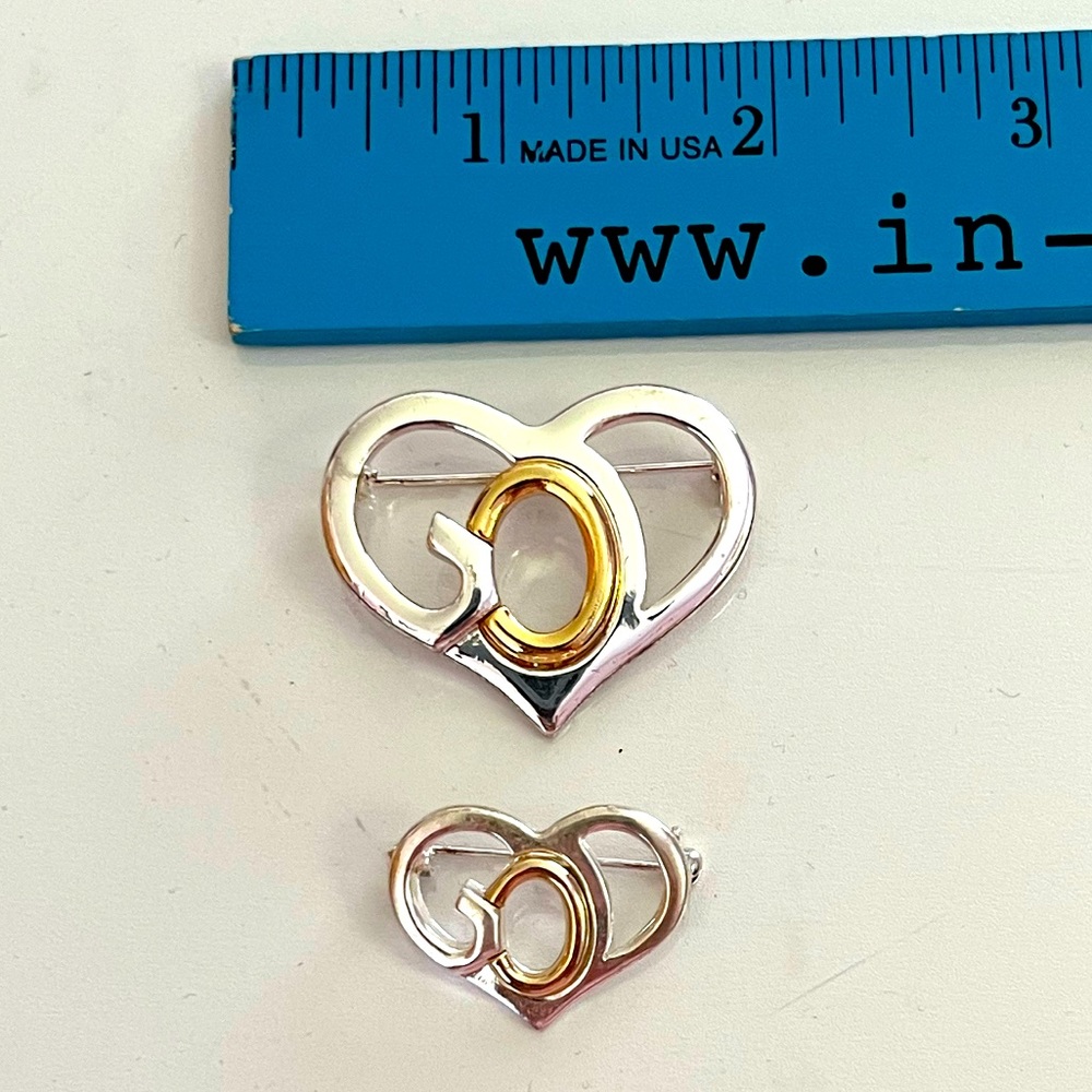SJR Brooch Pair of GOD Heart Pins